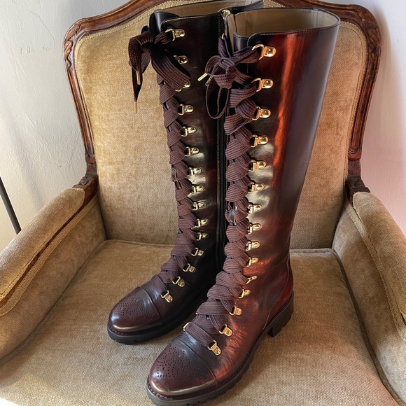 Elegant Brown Lace-Up Knee-High Boots - Picture 5 of 7